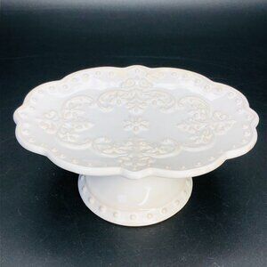 Provincial Creamy White Shabby Countryside Chic Pedestal Ceramic Soap Dish